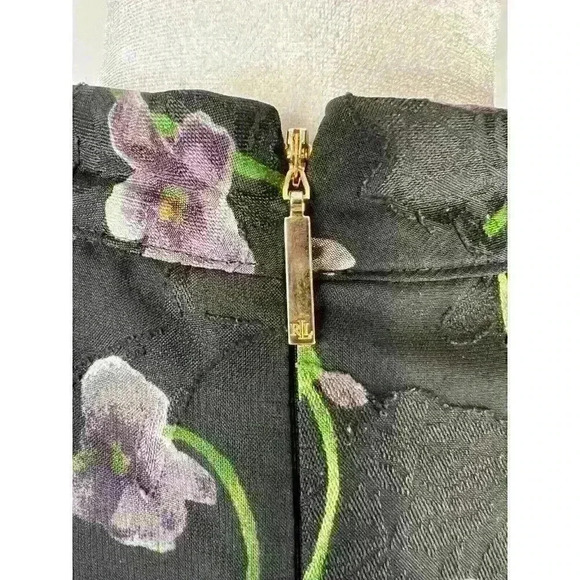 Lauren Ralph Lauren Women's Floral Sheer Sleeve Ruffle‎ Front Blouse Size 16 - Picture 4 of 8